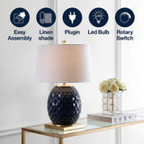 Diamond 25.5" LED Glass/Metal Table Lamp Navy/Gold Leaf – ICONS