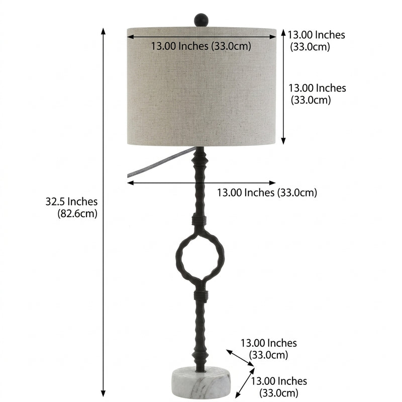 Mercer 32.5" Metal/Marble LED Table Lamp Black/Gray – DIM