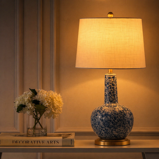 Chinois 30" Ceramic/Iron Classic Cottage LED Table Lamp