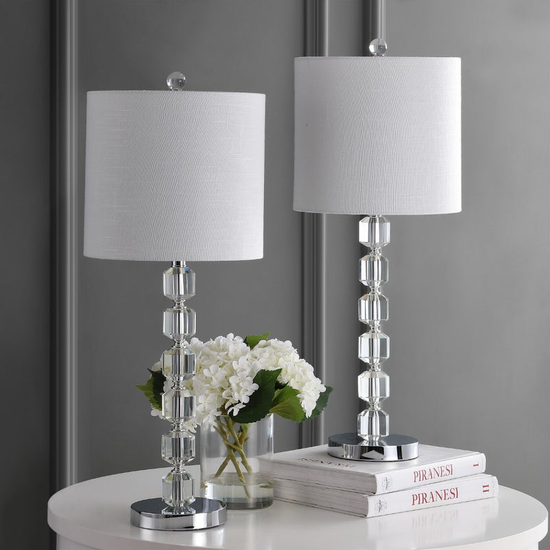 Cary 27.5" Modern Stacked Crystal/Metal LED Table Lamp - JONATHAN Y