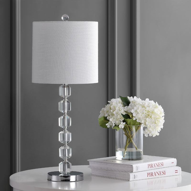 Cary 27.5" Modern Stacked Crystal/Metal LED Table Lamp - JONATHAN Y