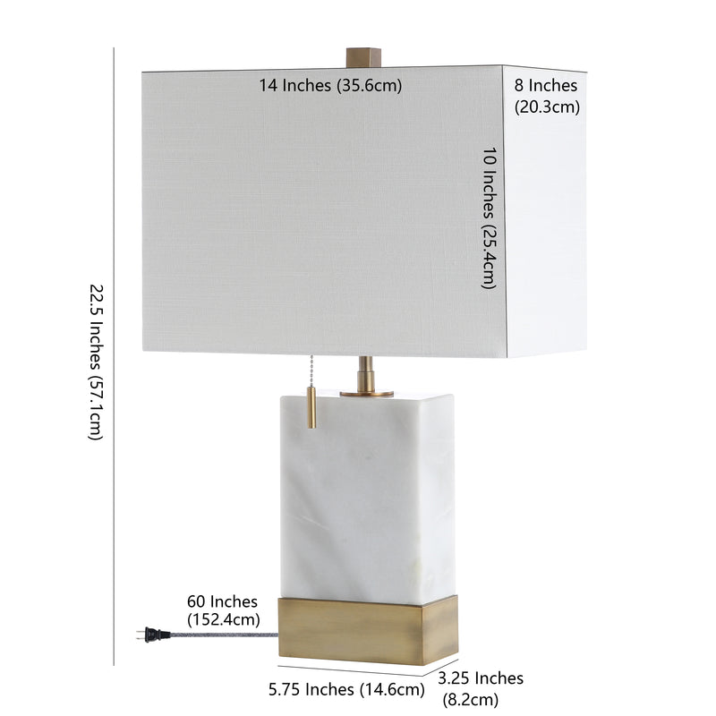 Trevor 22.5" Marble/Iron Gold Modern Console LED Table Lamp - JONATHAN Y