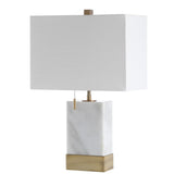 Trevor 22.5" Marble/Iron Gold Modern Console LED Table Lamp - JONATHAN Y