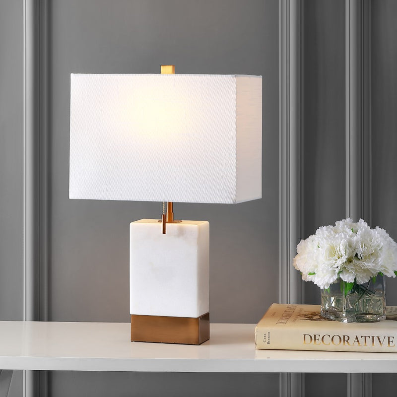 Trevor 22.5" Marble/Iron Gold Modern Console LED Table Lamp - JONATHAN Y