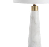 Travis 26.5" Marble/Iron Gold Modern Column LED Table Lamp - JONATHAN Y
