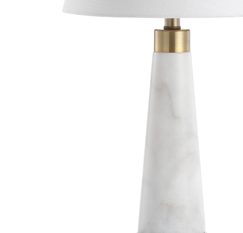 Travis 26.5" Marble/Iron Gold Modern Column LED Table Lamp - JONATHAN Y