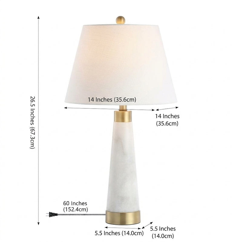 Travis 26.5" Marble/Iron Gold Modern Column LED Table Lamp Set 2 White – DIM