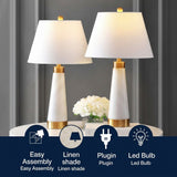 Travis 26.5" Marble/Iron Gold Modern Column LED Table Lamp Set 2 White – ICONS