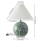 Shishen 19.5" Cottage Classic Chinoiserie Ceramic Orb LED Table Lamp with Pleated Shade - JONATHAN Y
