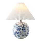 Shishen 19.5" Cottage Classic Chinoiserie Ceramic Orb LED Table Lamp with Pleated Shade - JONATHAN Y