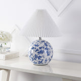 Shishen 19.5" Cottage Classic Chinoiserie Ceramic Orb LED Table Lamp with Pleated Shade - JONATHAN Y