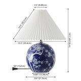 Shishen 19.5" Cottage Classic Chinoiserie Ceramic Orb LED Table Lamp with Pleated Shade - JONATHAN Y