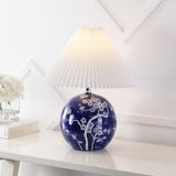 Shishen 19.5" Cottage Classic Chinoiserie Ceramic Orb LED Table Lamp with Pleated Shade - JONATHAN Y