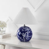 Shishen 19.5" Cottage Classic Chinoiserie Ceramic Orb LED Table Lamp with Pleated Shade - JONATHAN Y