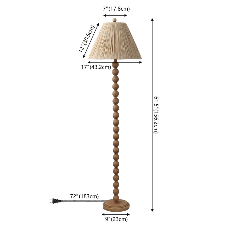 Wren 61.5" Modern Rustic Bobbin Pleated Paper Shade/Resin LED Floor Lamp