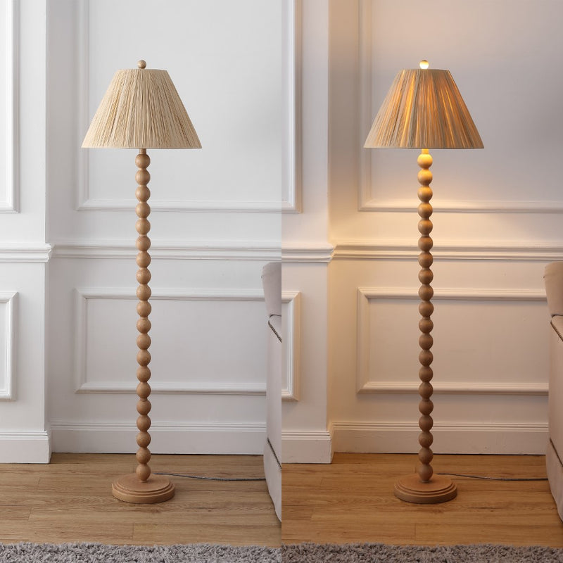 Wren 61.5" Modern Rustic Bobbin Pleated Paper Shade/Resin LED Floor Lamp