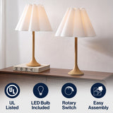 Abel 25.5" Modern Coastal Pleated Shade Faux Wood Column LED Table Lamp