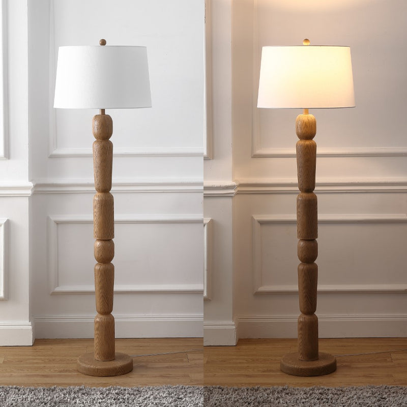 Rustara 61.5" Cottage Farmhouse Turned Resin/Iron LED Floor Lamp