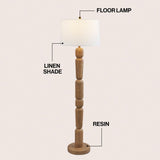 Rustara 61.5" Cottage Farmhouse Turned Resin/Iron LED Floor Lamp