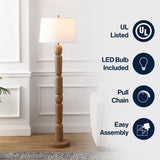 Rustara 61.5" Cottage Farmhouse Turned Resin/Iron LED Floor Lamp