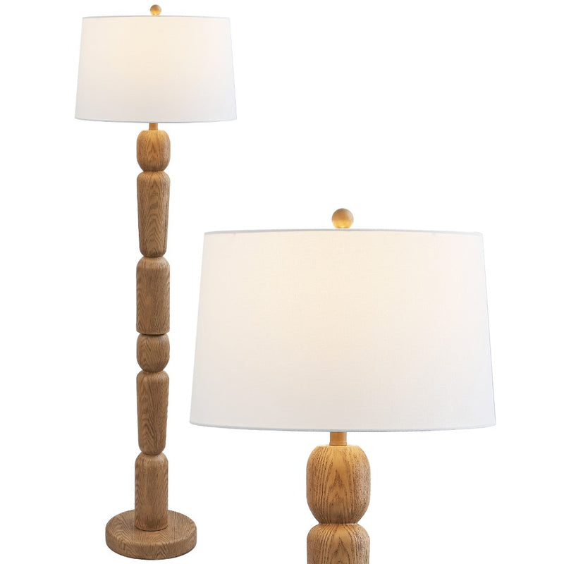 Rustara 61.5" Cottage Farmhouse Turned Resin/Iron LED Floor Lamp
