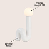 Katya 18" Scandinavian Minimalist Ceramic Spiral Tube LED Table Lamp - JONATHAN Y