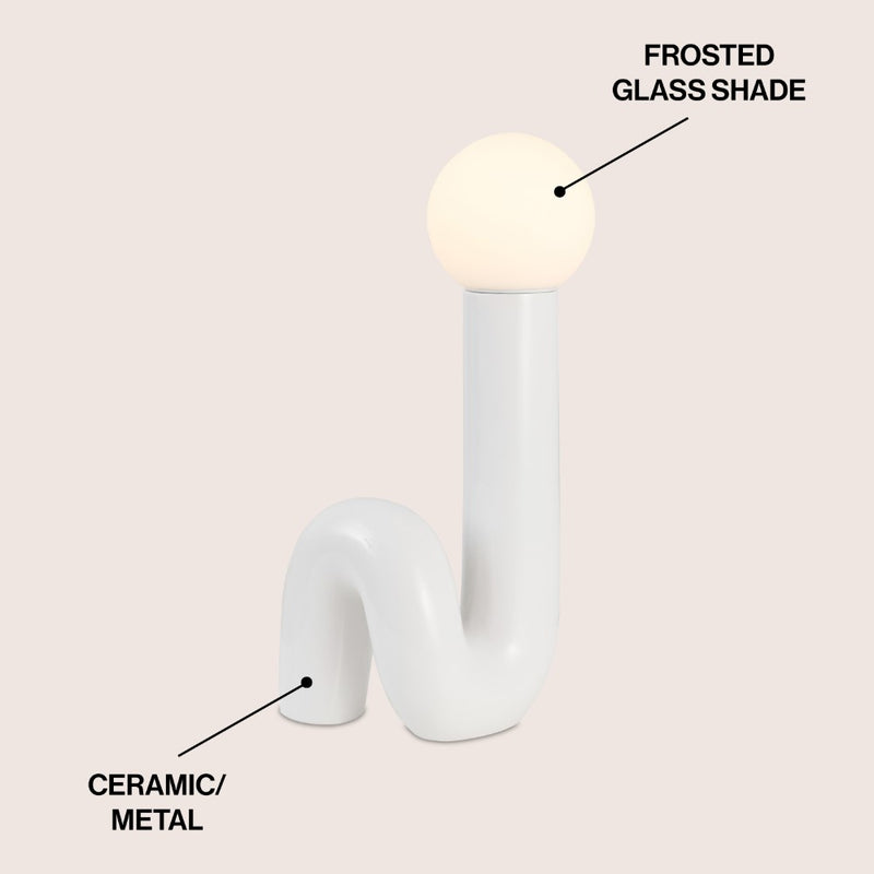 Katya 18" Scandinavian Minimalist Ceramic Spiral Tube LED Table Lamp - JONATHAN Y
