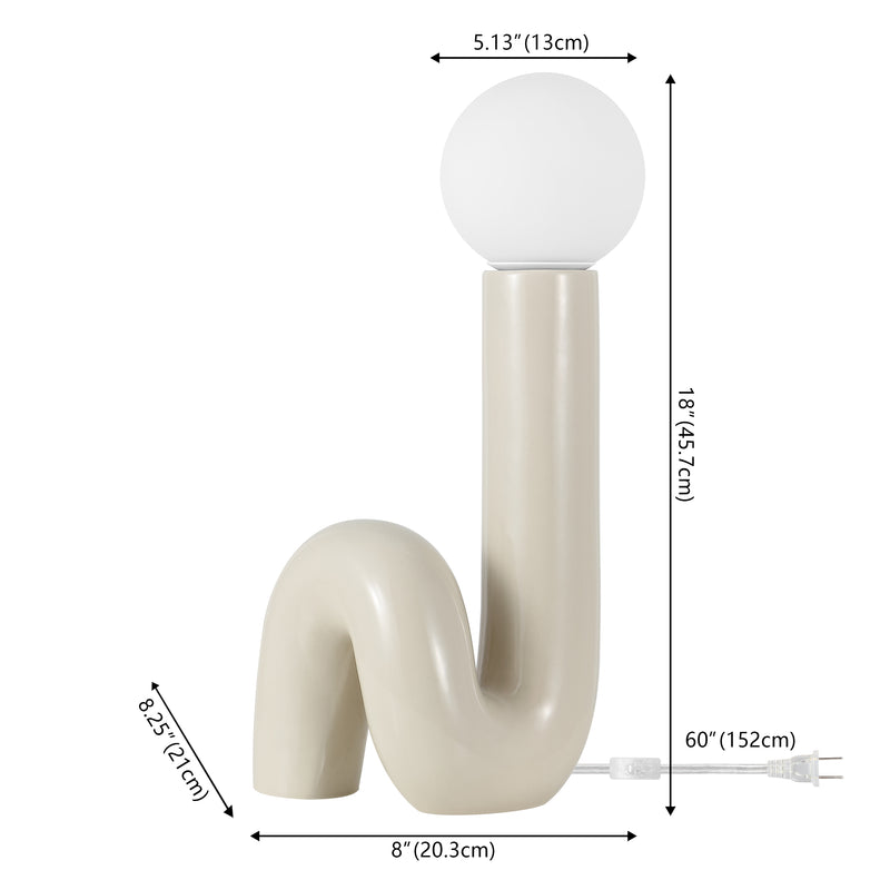 Katya 18" Scandinavian Minimalist Ceramic Spiral Tube LED Table Lamp - JONATHAN Y