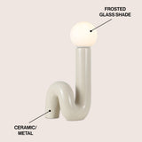 Katya 18" Scandinavian Minimalist Ceramic Spiral Tube LED Table Lamp - JONATHAN Y
