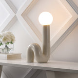 Katya 18" Scandinavian Minimalist Ceramic Spiral Tube LED Table Lamp - JONATHAN Y