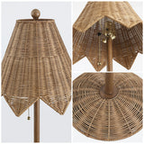 Tybee 60.5" Traditional Coastal Rattan Scalloped LED Floor Lamp