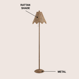 Tybee 60.5" Traditional Coastal Rattan Scalloped LED Floor Lamp