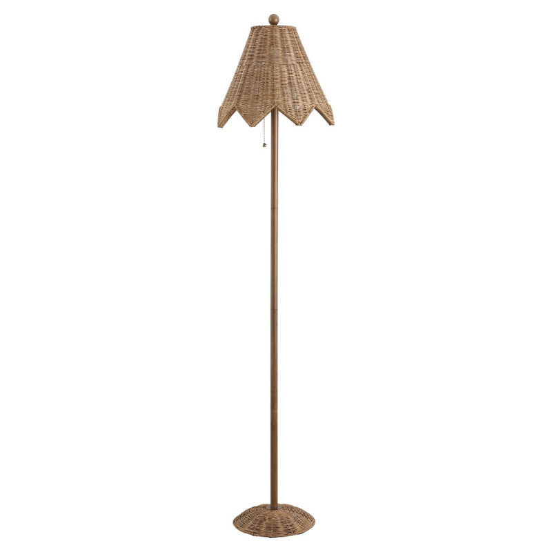 Tybee 60.5" Traditional Coastal Rattan Scalloped LED Floor Lamp