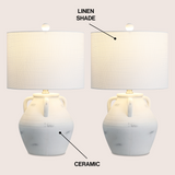 Altea 20.5" Rustic Coastal Pottery Jar LED Table Lamp Set 2