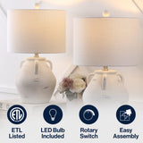 Altea 20.5" Rustic Coastal Pottery Jar LED Table Lamp Set 2