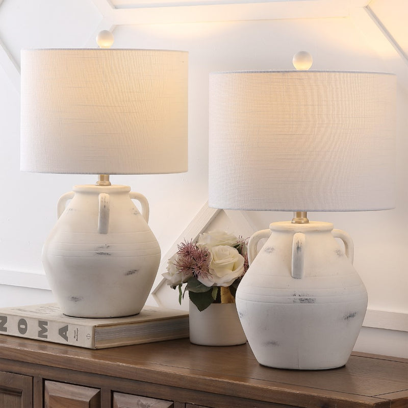 Altea 20.5" Rustic Coastal Pottery Jar LED Table Lamp Set 2