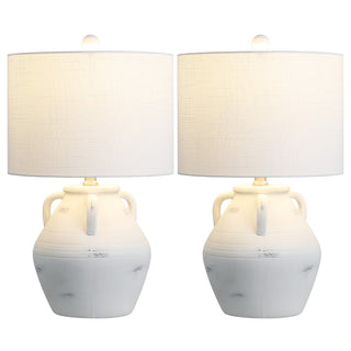 Altea 20.5" Rustic Coastal Pottery Jar LED Table Lamp Set 2