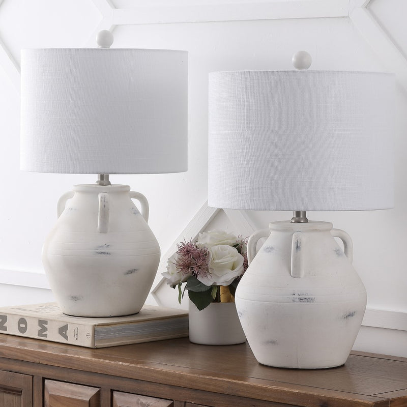 Altea 20.5" Rustic Coastal Pottery Jar LED Table Lamp Set 2