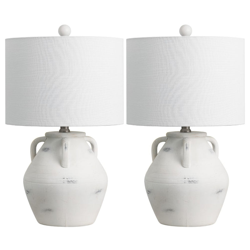 Altea 20.5" Rustic Coastal Pottery Jar LED Table Lamp Set 2