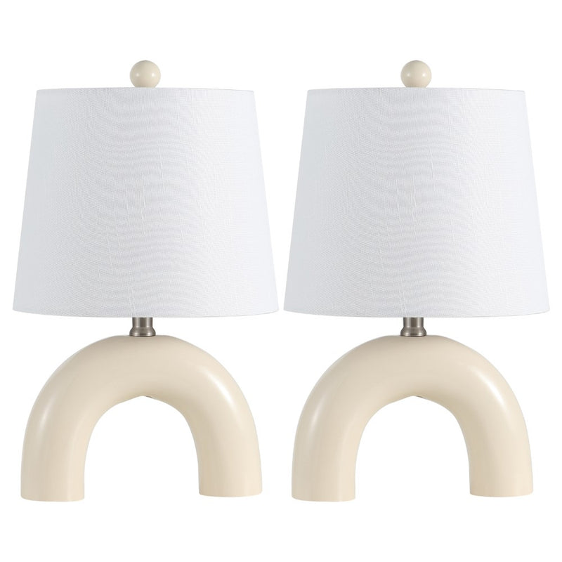 Zadie 17.75" Scandinavian Minimalist Ceramic Arch LED Table Lamp - JONATHAN Y