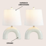 Zadie 17.75" Scandinavian Minimalist Ceramic Arch LED Table Lamp - JONATHAN Y