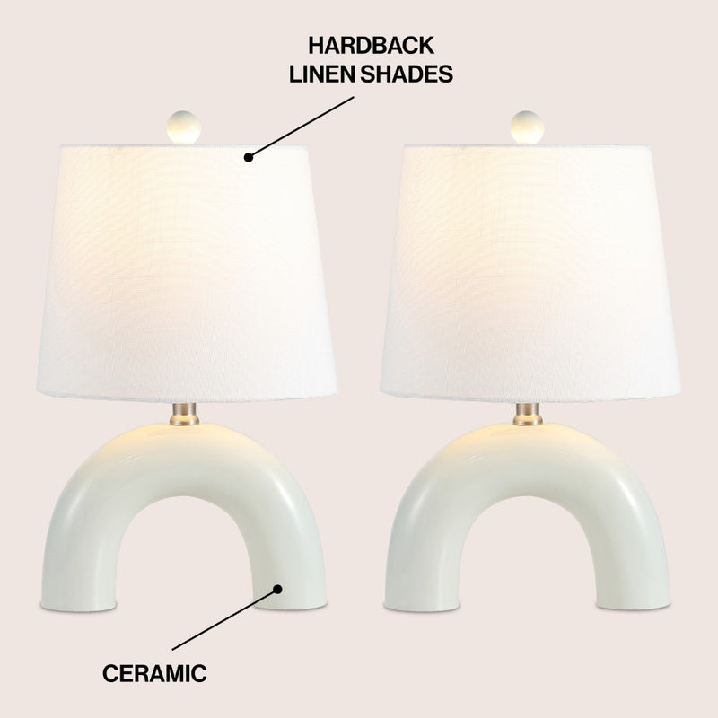 Zadie 17.75" Scandinavian Minimalist Ceramic Arch LED Table Lamp - JONATHAN Y