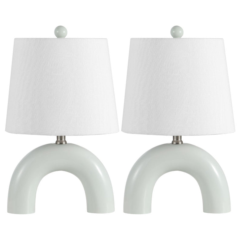 Zadie 17.75" Scandinavian Minimalist Ceramic Arch LED Table Lamp - JONATHAN Y