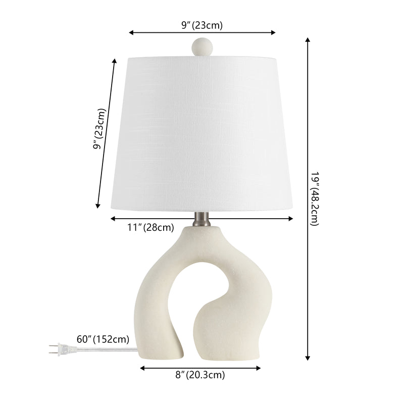 Tula 19" Scandinavian Minimalist Ceramic Arch LED Table Lamp - JONATHAN Y