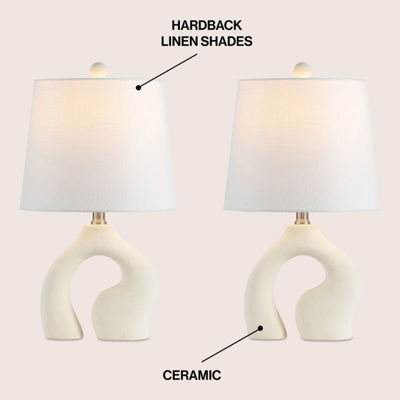 Tula 19" Scandinavian Minimalist Ceramic Arch LED Table Lamp - JONATHAN Y