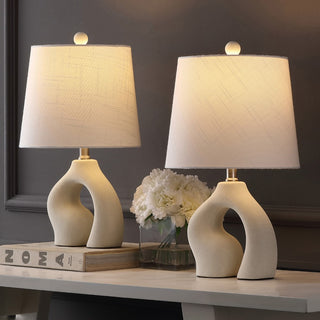 Tula 19" Scandinavian Minimalist Ceramic Arch LED Table Lamp - JONATHAN Y