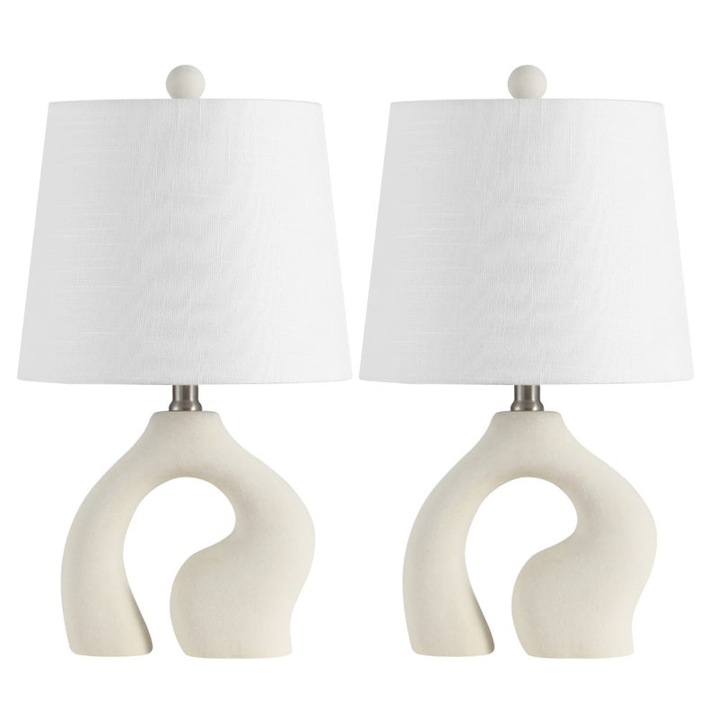 Tula 19" Scandinavian Minimalist Ceramic Arch LED Table Lamp - JONATHAN Y