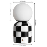Zira 10" Modern Checkerboard Ceramic Rechargeable Cordless Integrated Portable Dimmable with Frosted Globe Shade LED Table Lamp