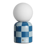 Zira 10" Modern Checkerboard Ceramic Rechargeable Cordless Integrated Portable Dimmable with Frosted Globe Shade LED Table Lamp