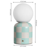Zira 10" Modern Checkerboard Ceramic Rechargeable Cordless Integrated Portable Dimmable with Frosted Globe Shade LED Table Lamp